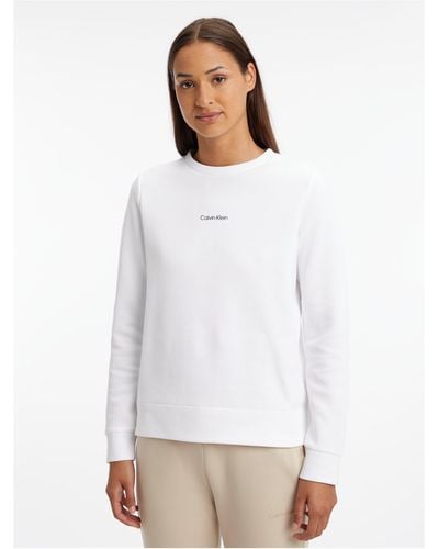 Calvin Klein MICRO LOGO ESS SWEATSHIRT mit Rundhalsausschnitt - Weiß
