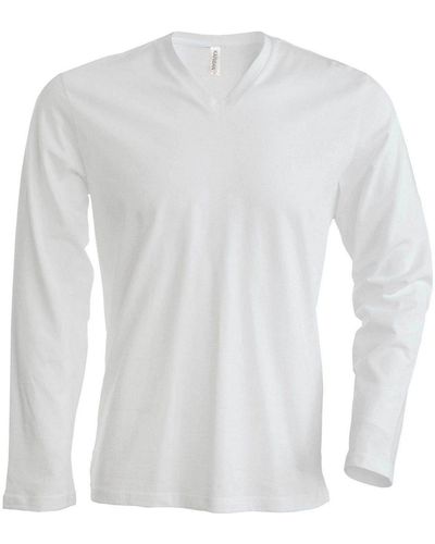 Kariban V- Langarmshirt Longsleeve Longline T-Shirt Sweatshirt - Weiß