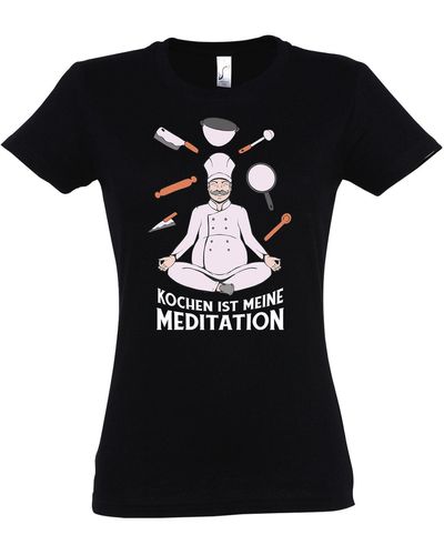 Youth Designz Kochen ist meine Meditation T-Shirt mit modischem Print - Schwarz