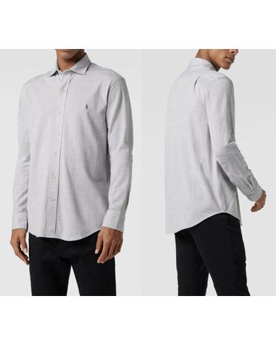 Ralph Lauren Langarmhemd POLO KNIT DRESS Shirt Hemd Slim Fit Spread Collar College - Grau