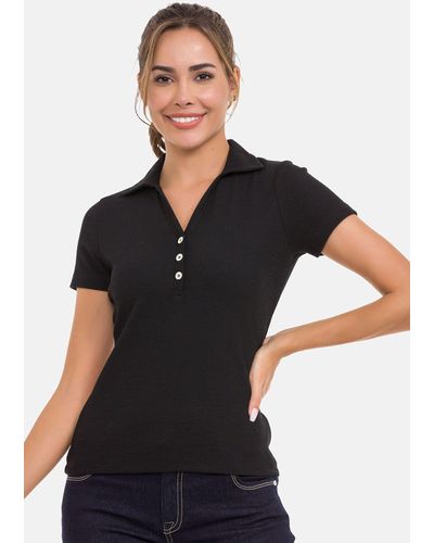 Cipo & Baxx T-Shirt mit klassischem Polokragen - Schwarz