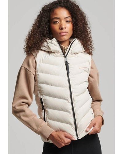 Superdry Steppweste HOODED MICROFIBRE PADDED GILET - Natur