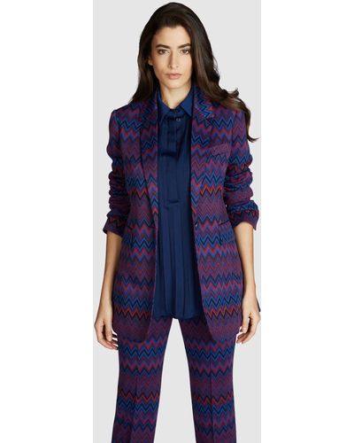 MARC AUREL Longblazer aus elastischem Zickzack-Jacquard - Blau