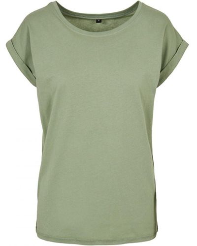 Build Your Brand Rundhalsshirt Ladies Extended Shoulder T-Shirt - Grün