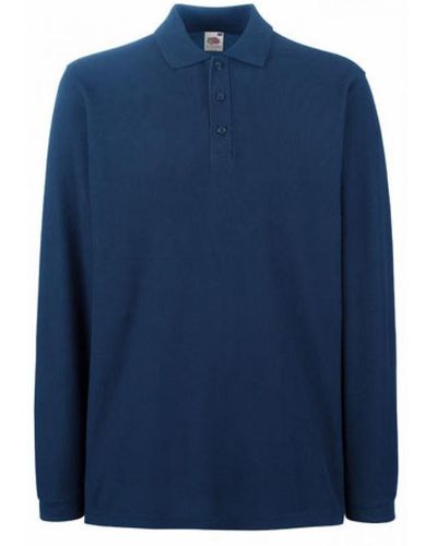 Fruit Of The Loom Langarm- Premium Long Sleeve Poloshirt - Blau