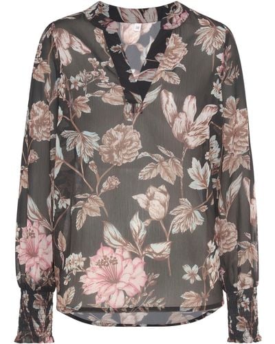 Lascana Chiffonbluse mit Blumendruck und V-Ausschnitt, bluse, elegant-chic - Grau