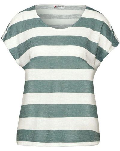 Street One T-Shirt / Da.Top / LS_LTD QR two-color stripemix - Grün