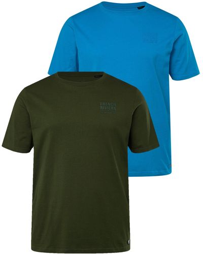 JP1880 Shirt T-Shirts im 2er-Pack Halbarm Brust-Print - Blau