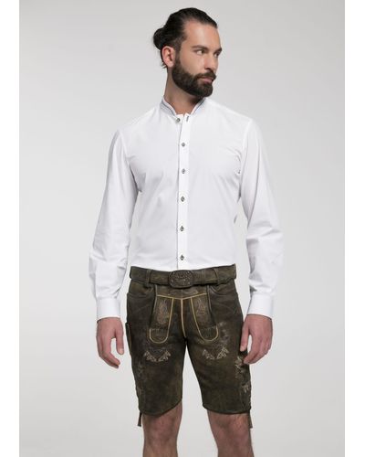 Spieth & Wensky Trachtenhemd Brambach mit modischen Kontrastbesätzen - Weiß