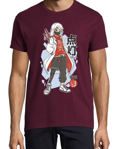 Youth Designz Print- Techwear Anime T-Shirt mit lustigen Logo - Lila