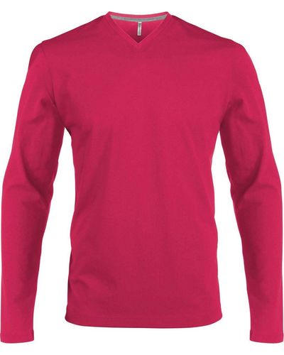 Kariban V- Langarmshirt Longsleeve Longline T-Shirt Sweatshirt - Rot