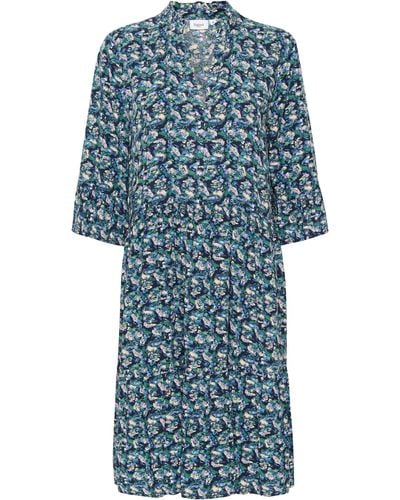 Saint Tropez Sommerkleid EdaSZ Dress mit Volant und 3/4 Ärmel - Blau