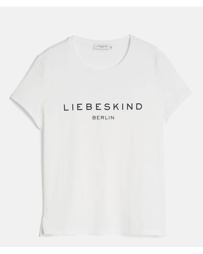 Liebeskind Berlin Kurzarmshirt T-Shirt mit Label-Print - Weiß