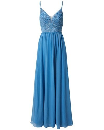 Luxuar Abendkleid (1-tlg) Stickerei, Perlen, Drapiert/gerafft - Blau