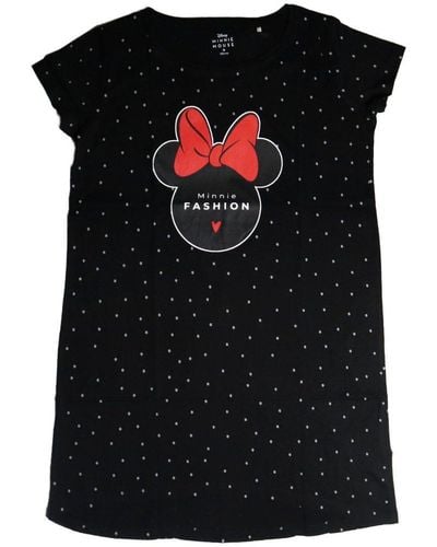 Disney Pyjamaoberteil Minnie Maus kurzarm Schlafshirt Nachthemd Gr. XS bis XL - Schwarz
