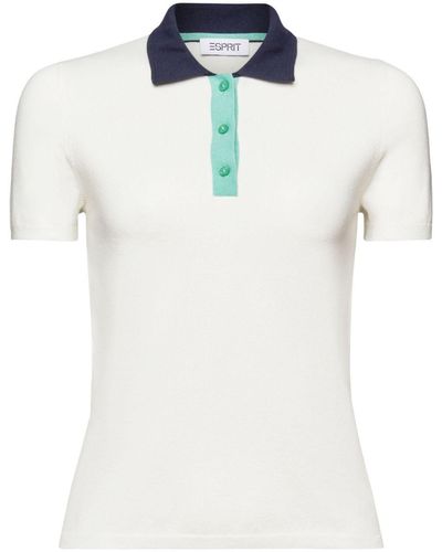 Esprit Kurzarmpullover Kurzärmliges Poloshirt - Weiß