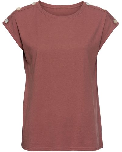 Laura Scott T-Shirt mit Zierknöpfen - Rot