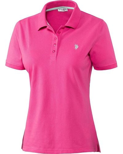 U.S. POLO ASSN. Poloshirt Stretch-Piqué mit taillierte Passform - Pink