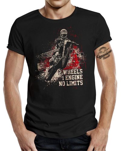 GASOLINE BANDIT® ® T-Shirt für Biker und Cross Offroad Fans: No Limits - Schwarz