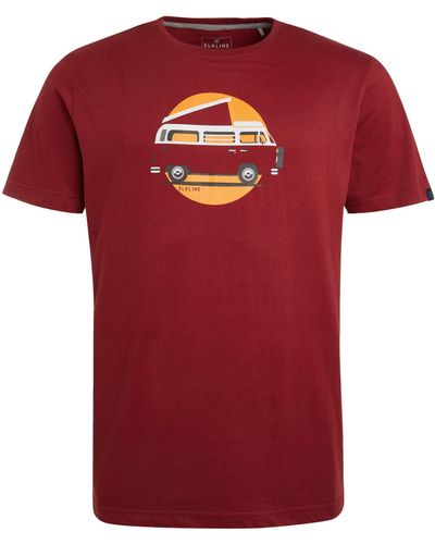 Elkline T-Shirt Stimmt Alles Stabil Kurzarm VW Bulli Brust Print - Rot