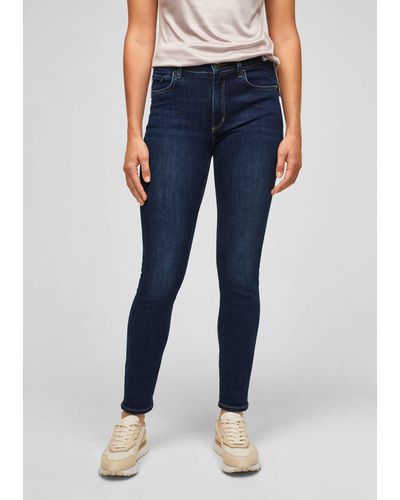 S.oliver 5-Pocket- Fit: Slim leg-Jeans Waschung, Ziernaht - Blau