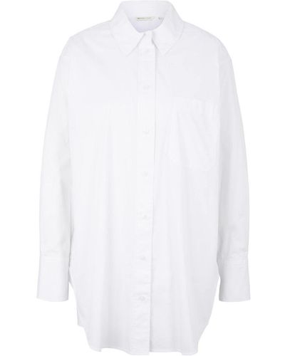 Tom Tailor Blusenshirt CHEST POCKET (1-tlg) aus Baumwollmix - Weiß