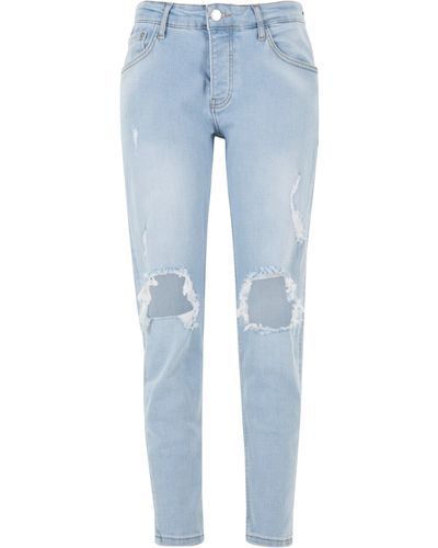 2Y Premium Premium Bequeme Jeans 2Y Destroyed Tapered Fit Denim - Blau