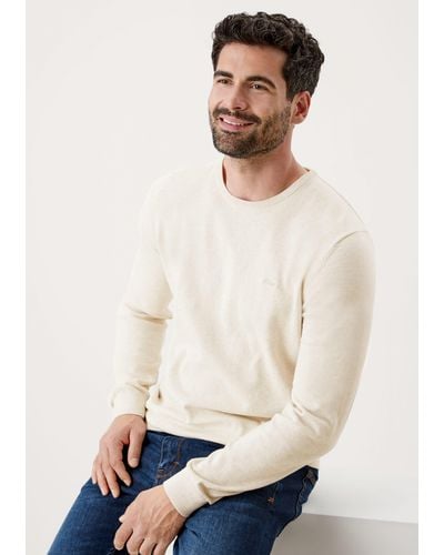 S.oliver Strickpullover Pullover aus Feinstrick Logo - Weiß