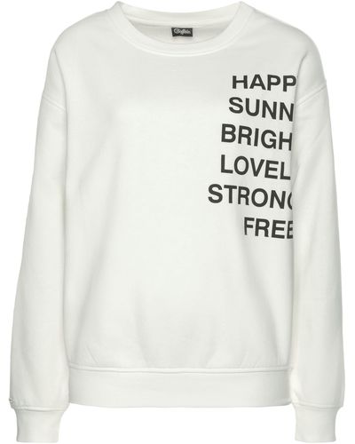 Buffalo Sweatshirt mit Statement Druck, Loungeanzug - Weiß
