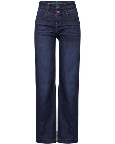 Street One Regular-fit-Jeans QR Wide Leg,casualfit,hw,widel, dark blue soft washed - Blau