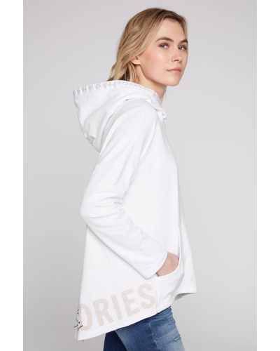SOCCX Kapuzensweatshirt mit verlängertem Saum hinten - Weiß