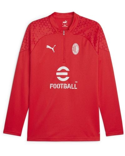 PUMA T-Shirt AC Milan Fußball-Trainings-Top mit Viertelreißverschluss - Rot