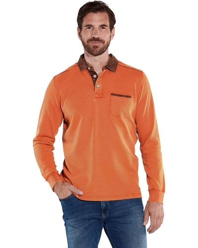 Engbers Langarm-Poloshirt Polo-Shirt uni - Orange