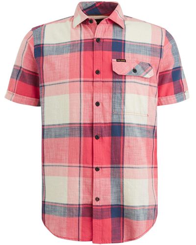 PME LEGEND Langarmhemd Short Sleeve Shirt Ctn Slub weave - Pink