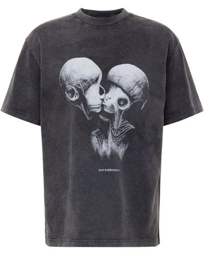 Han Kjobenhavn T-Shirt Aliens Kissing (1-tlg) - Schwarz