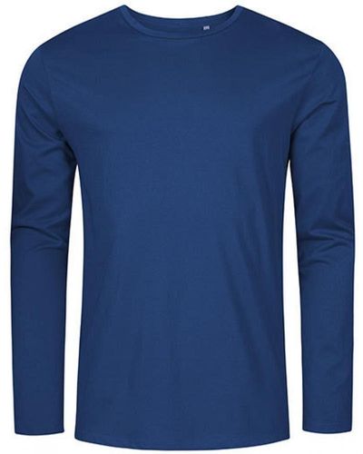 Promodoro Langarmshirt Roundneck T-Shirt Longsleeve, Gekämmte Baumwolle - Blau