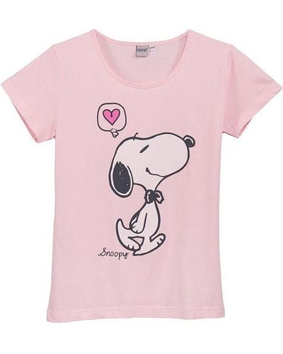 ONOMATO! T- Peanuts Snoopy kurzarm-Shirt Oberteil - Pink