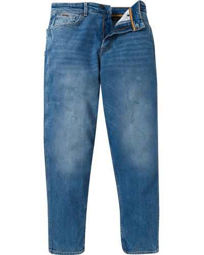 BOSS ORANGE Tapered-fit-Jeans mit BOSS Plakette am Münzfach - Blau