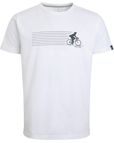 Elkline T-Shirt Bin Unterwegs Kurzarm Bike Fahrrad Print Baumwolle - Weiß