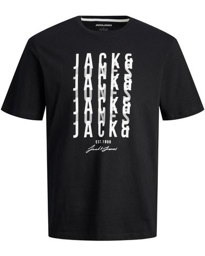 Jack & Jones T-Shirt JJDELVIN TEE SS CREW NECK - Schwarz