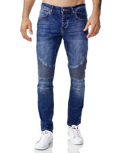 Tazzio Slim-fit-Jeans 16517 in cooler Biker-Optik - Blau