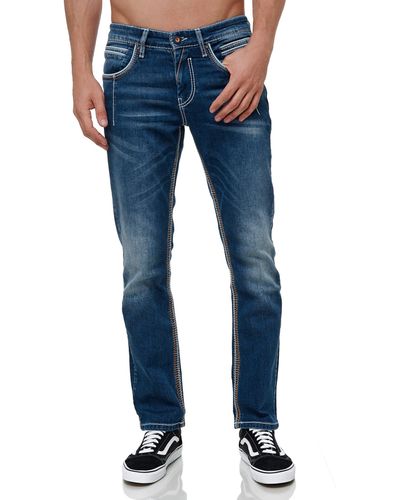 Rusty Neal Straight-Jeans NEW YORK 49 mit trendigen Ziernähten - Blau