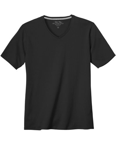 Redmond Übergrößen V-Neck Basic T-Shirt schwarz