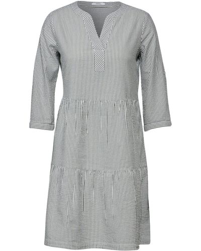 Cecil Midikleid Seersucker Stripe Dress - Grau