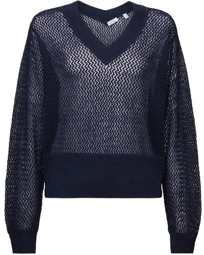 Esprit Sweatshirt structured v ne, NAVY - Blau