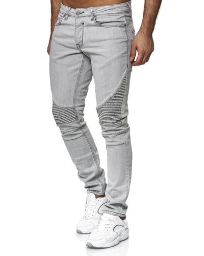 Tazzio Slim-fit-Jeans 16517 in cooler Biker-Optik - Grau
