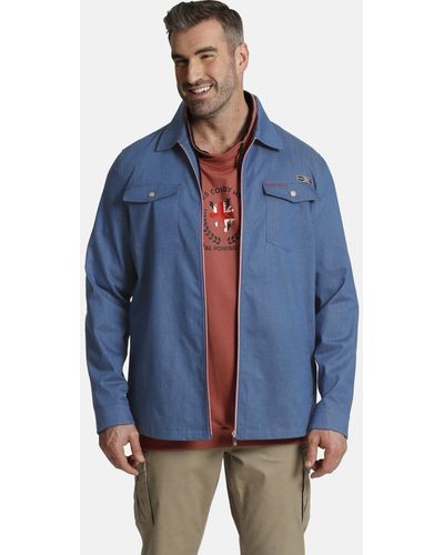 Charles Colby Outdoorhemd SIR REEVES Übergangsjacke in Jeans-Optik - Blau