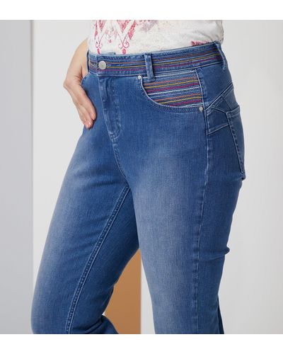 Christian MATERNE Skinny-fit-Jeans Denim-Hose figurbetont mit Multicolor-Steppgarn - Blau