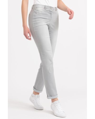 Recover Pants Straight-Jeans mit Reißverschluss und Knopf - Grau