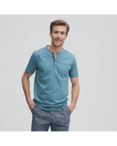 Living Crafts OTHELLO Stylisches T-Shirt mit Kragen aus Single-Jersey - Blau
